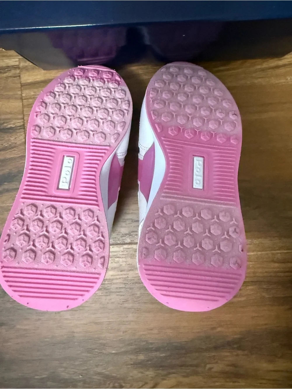 Ralph Lauren Kids White and Pink Velcro Sneakers